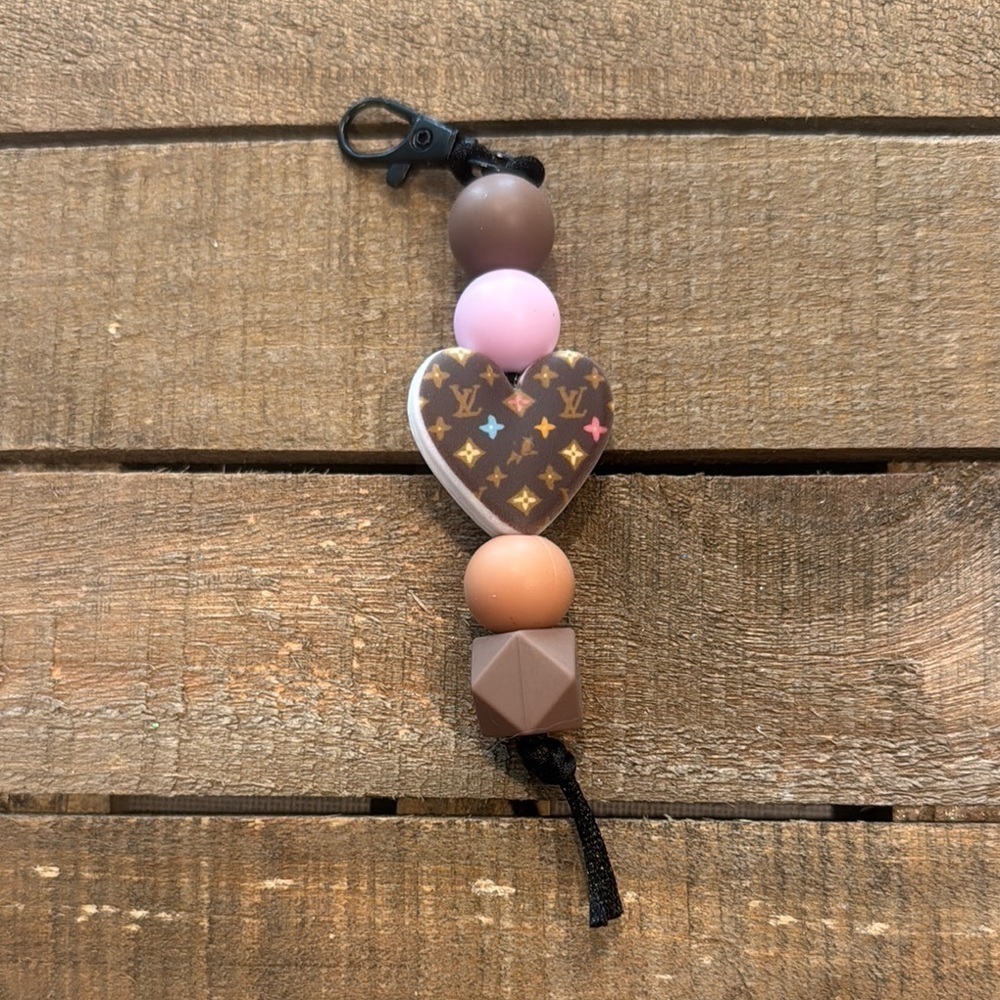 Heart-Shaped Kids Accessory with Brown and Pink Beads